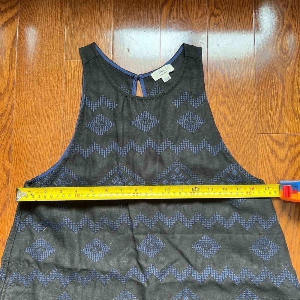 Aritzia Wilfred Black Navy Linen Trompette A-Line Sleeveless Shift Dress - Sz S - Picture 14 of 16
